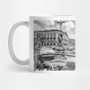 Pink Cadillac, Havana Taxi Ride Black And White Mug